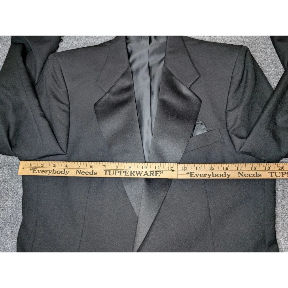 Vintage Giorgio Patrino 100% Pure Wool‎ Black Tuxedo Jacket Blazer Size 39R